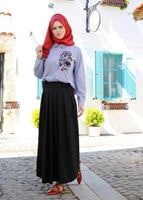 Hijab clothing BLACK T 0614 Işıl Lıfe-Piliseli Etek