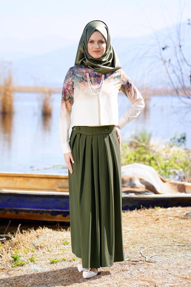 Vêtements hijab  T 0614 Işıl Lıfe-Piliseli Etek - TRENDTESETTÜR