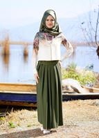 Hijab clothing KHAKI T 0614 Işıl Lıfe-Piliseli Etek