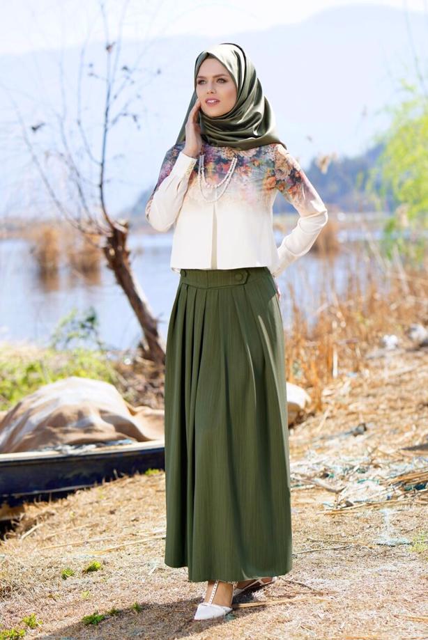 Vêtements hijab  T 0614 Işıl Lıfe-Piliseli Etek - TRENDTESETTÜR