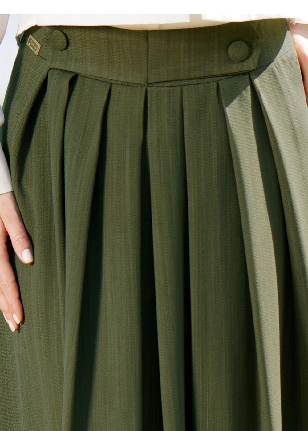 Hijab clothing KHAKI T 0614 Işıl Lıfe-Piliseli Etek