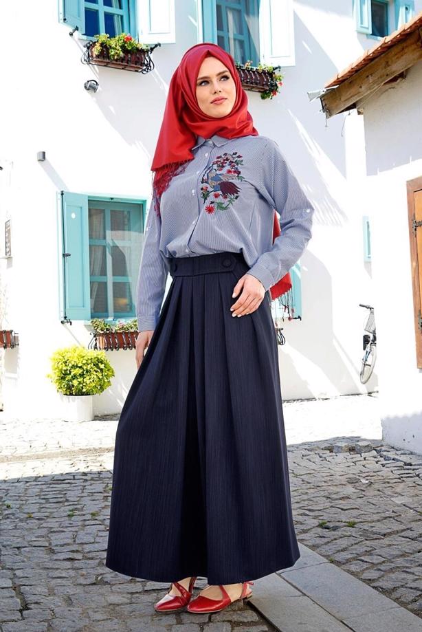 Vêtements hijab  T 0614 Işıl Lıfe-Piliseli Etek - TRENDTESETTÜR