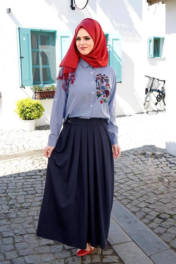 Vêtements hijab  T 0614 Işıl Lıfe-Piliseli Etek - TRENDTESETTÜR