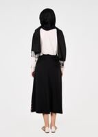 Tesettür giyim SİYAH T 664 Nakış Detaylı Etek- İşler Collection