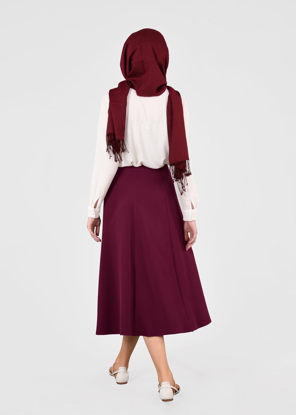 Tesettür giyim BORDO T 664 Nakış Detaylı Etek- İşler Collection