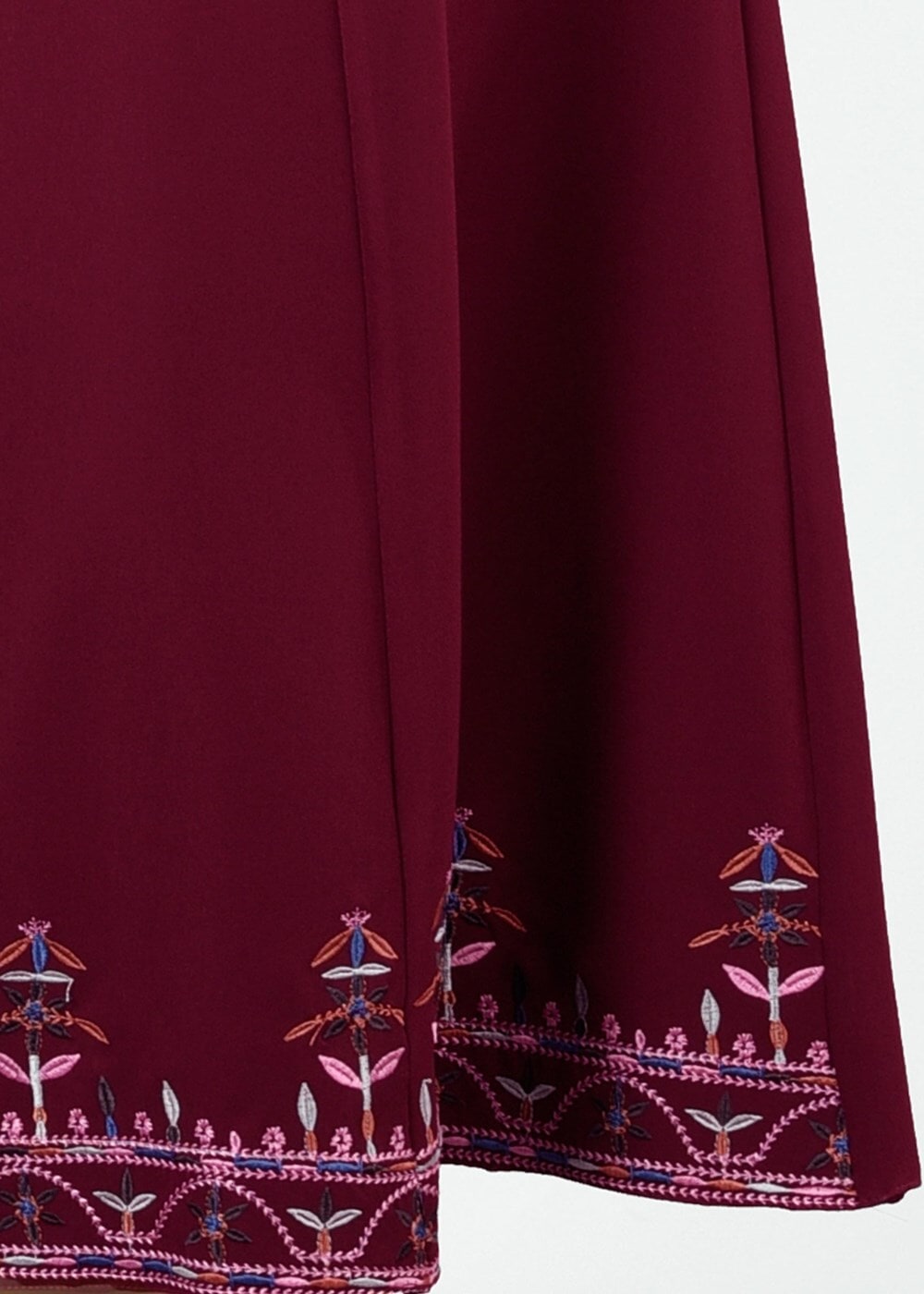 Tesettür giyim BORDO T 664 Nakış Detaylı Etek- İşler Collection