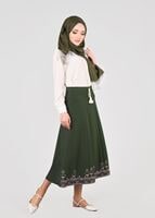 Tesettür giyim HAKİ T 664 Nakış Detaylı Etek- İşler Collection