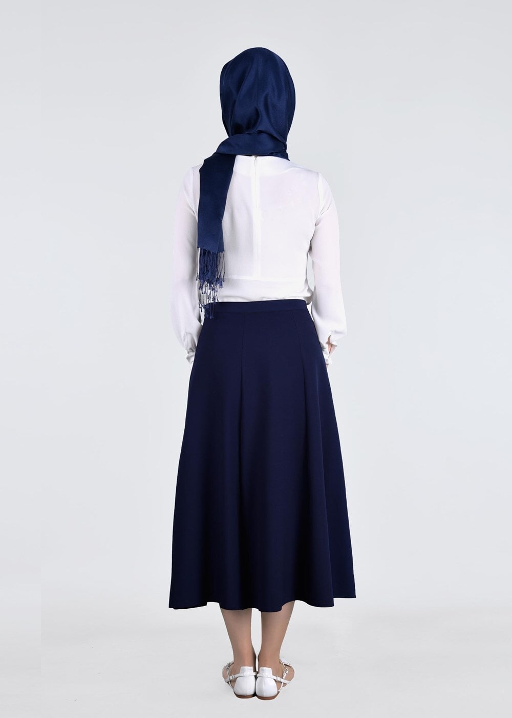 Tesettür giyim LACİVERT T 664 Nakış Detaylı Etek- İşler Collection