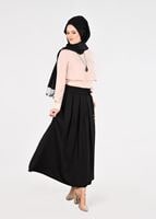 Tesettür giyim SİYAH T 693 Dantel Detaylı Etek-İşler Collection