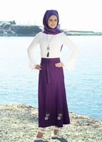 Tesettür giyim MOR T 754  Nakış Detaylı Kuşaklı Etek-İşler Collection