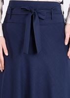 Tesettür giyim LACİVERT T 754  Nakış Detaylı Kuşaklı Etek-İşler Collection