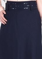 Tesettür giyim LACİVERT T 793 Kuşak Kısmı Pul Detaylı Etek-İşler Collection