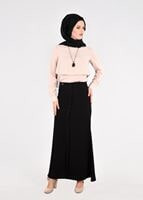 Vêtements hijab NOIR T 2814 Işıl Lıfe- Önden Düğmeli Etek