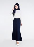 Hijab clothing NAVY BLUE T 2814 Işıl Lıfe- Önden Düğmeli Etek