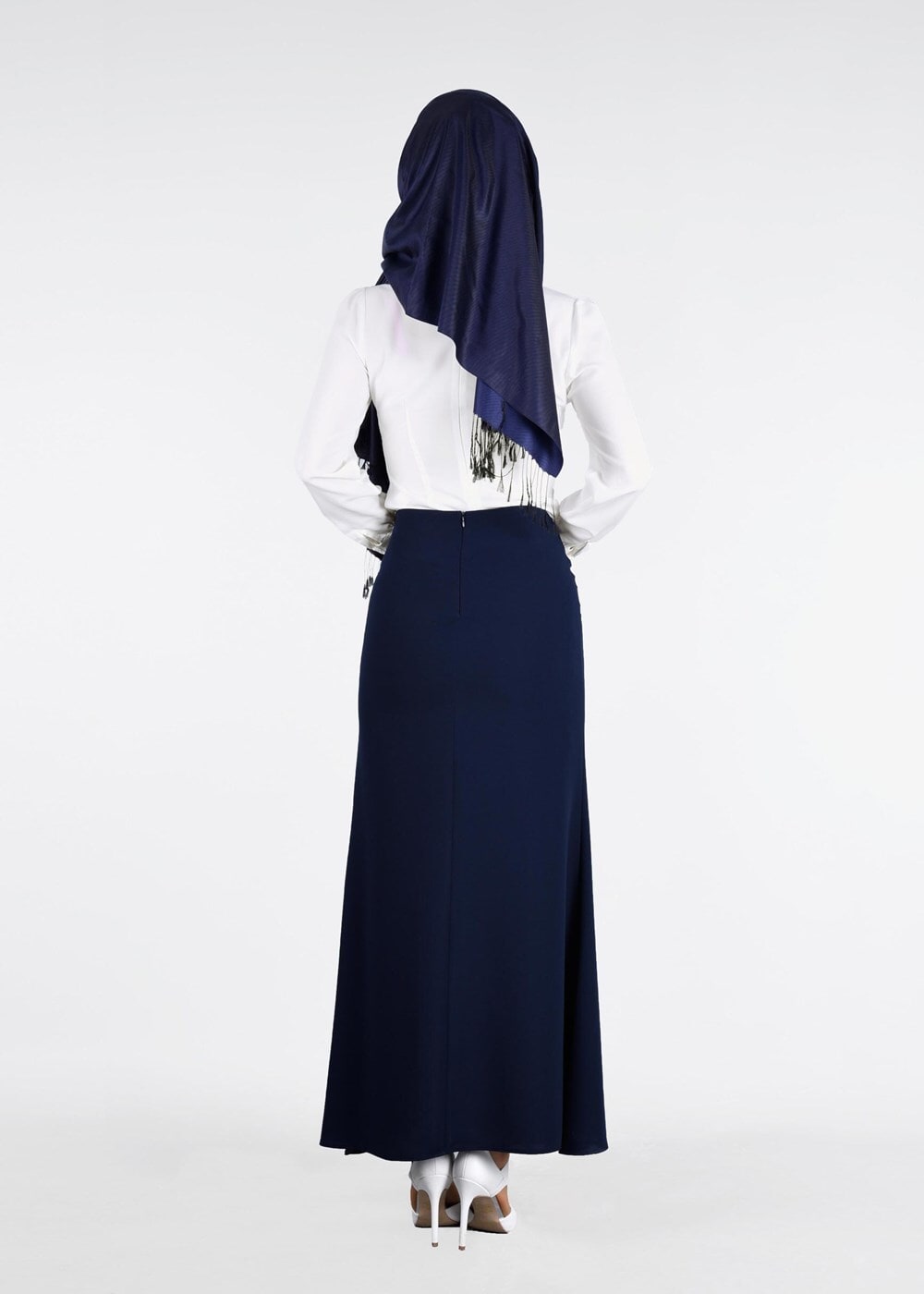 Hijab clothing NAVY BLUE T 2814 Işıl Lıfe- Önden Düğmeli Etek