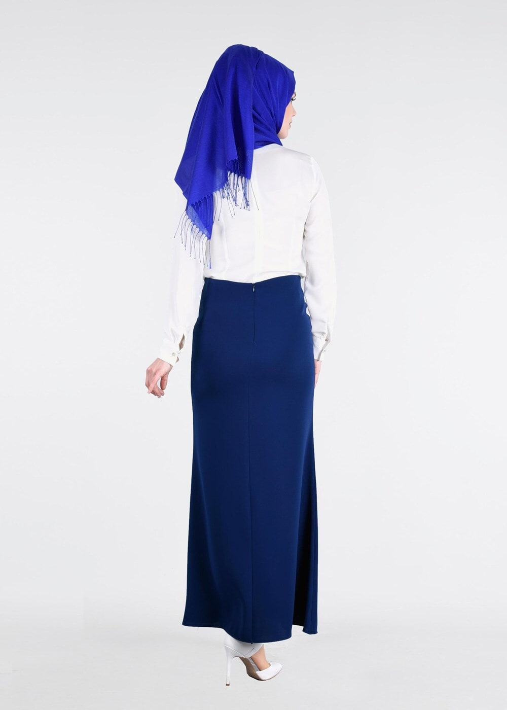 Hijab clothing NAVY BLUE T 2814 Işıl Lıfe- Önden Düğmeli Etek