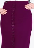 Hijab clothing PURPLE T 2814 Işıl Lıfe- Önden Düğmeli Etek