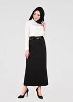 Vêtements hijab NOIR T 3614 Işıl Lıfe-Çizgi Detaylı Etek