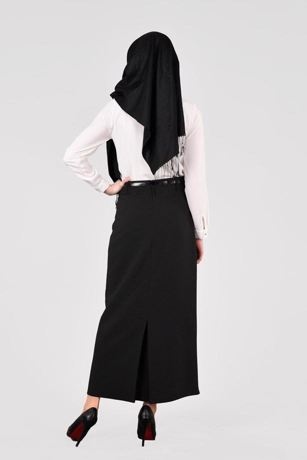Vêtements hijab  T 3614 Işıl Lıfe-Çizgi Detaylı Etek - TRENDTESETTÜR