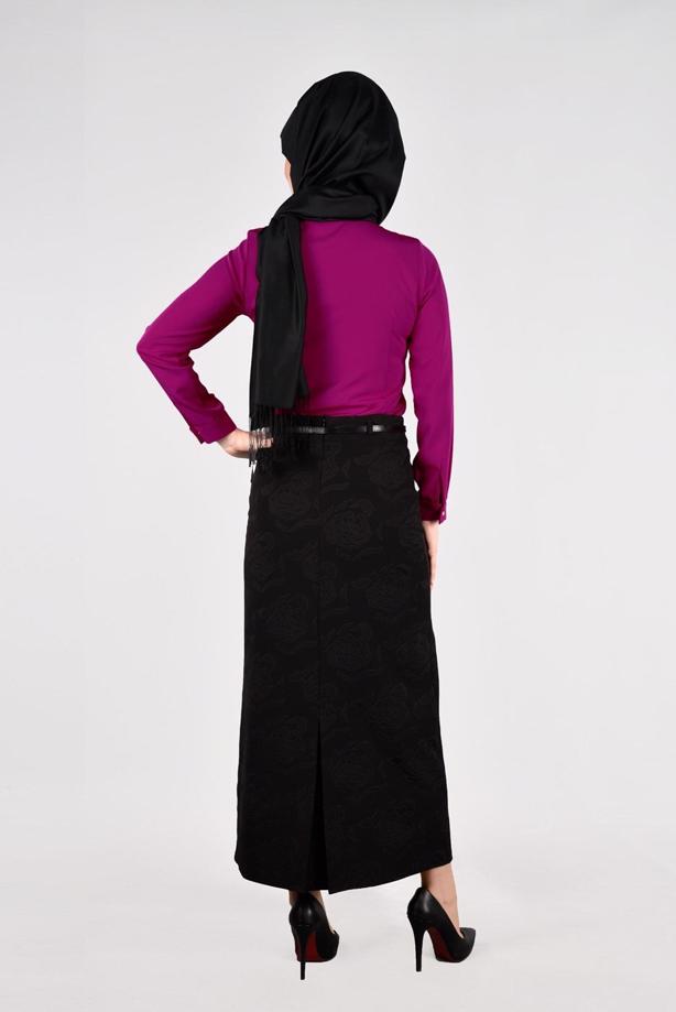Vêtements hijab  T 3814 Işıl Lıfe-Gül Desenli Etek - TRENDTESETTÜR