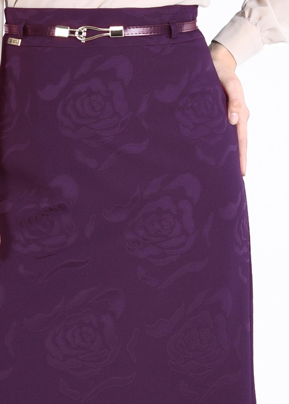 Hijab clothing PURPLE T 3814 Işıl Lıfe-Gül Desenli Etek