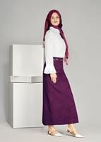 Vêtements hijab FUCHSIA T 3814 Işıl Lıfe-Gül Desenli Etek