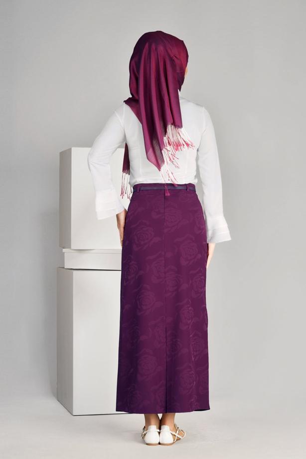Vêtements hijab  T 3814 Işıl Lıfe-Gül Desenli Etek - TRENDTESETTÜR
