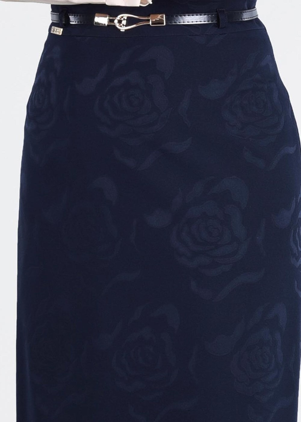 Vêtements hijab BLEU MARINE T 3814 Işıl Lıfe-Gül Desenli Etek