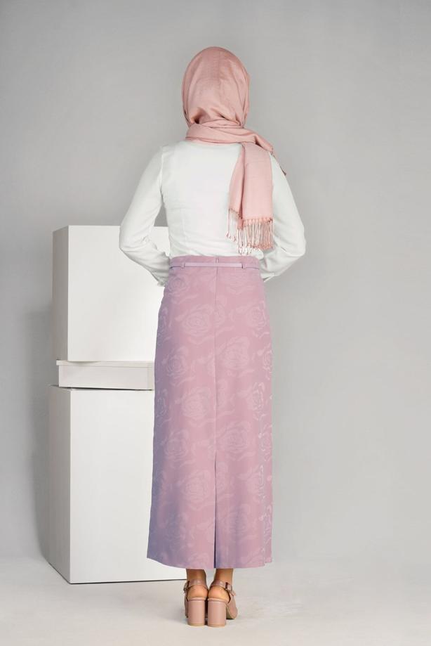 Vêtements hijab  T 3814 Işıl Lıfe-Gül Desenli Etek - TRENDTESETTÜR