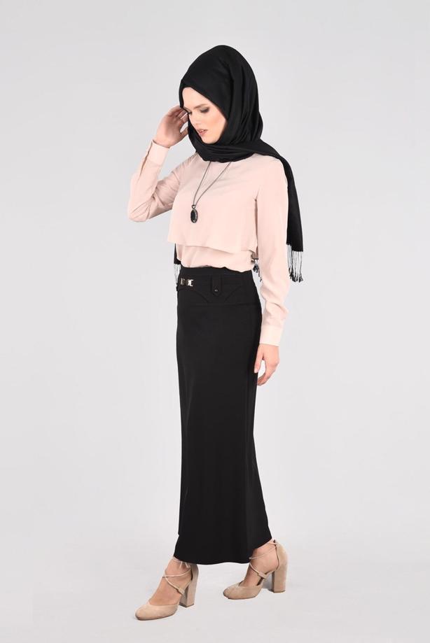 Vêtements hijab  T 5214 Işıl Lıfe-Kemer Detaylı Etek - TRENDTESETTÜR