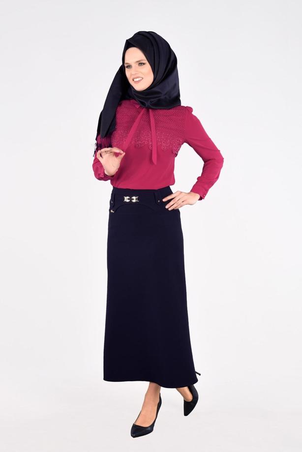Vêtements hijab  T 5214 Işıl Lıfe-Kemer Detaylı Etek - TRENDTESETTÜR