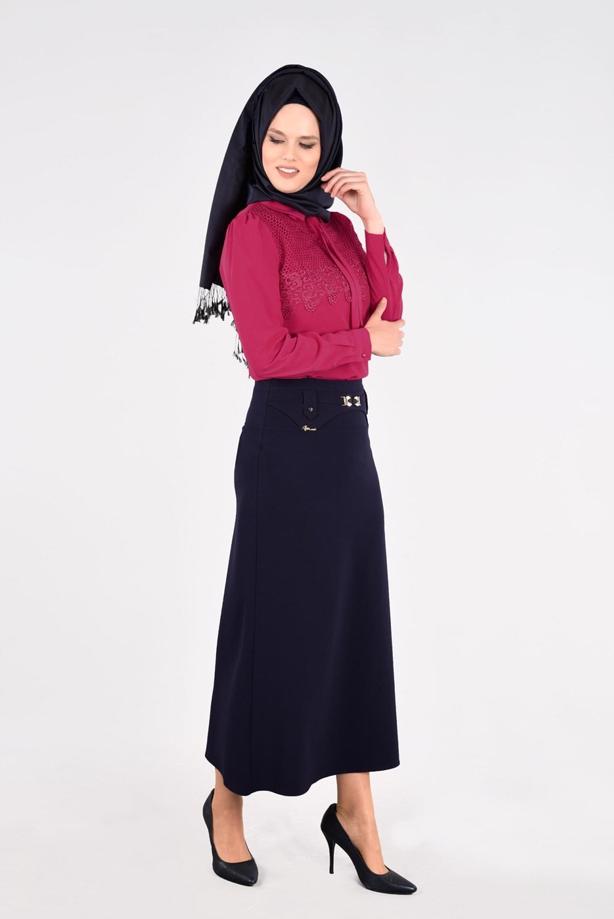 Vêtements hijab  T 5214 Işıl Lıfe-Kemer Detaylı Etek - TRENDTESETTÜR