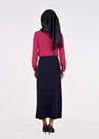 Hijab clothing NAVY BLUE T 5214 Işıl Lıfe-Kemer Detaylı Etek