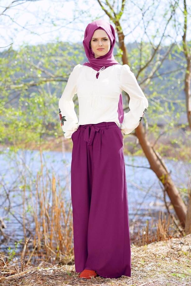 Vêtements hijab  T 6001 Işıl Lıfe-Kuşaklı Pantolon Etek - TRENDTESETTÜR