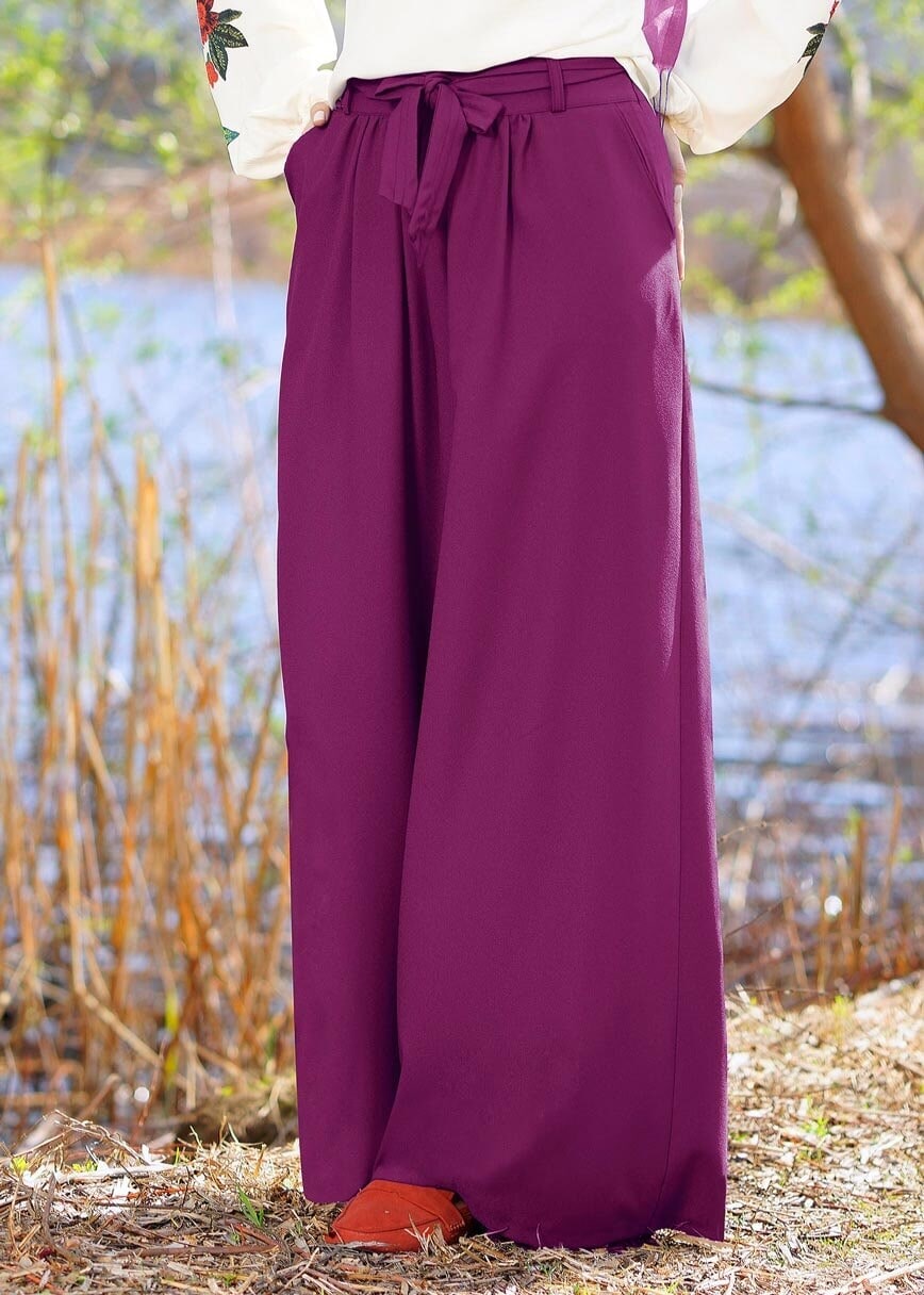 Hijab clothing PURPLE T 6001 Işıl Lıfe-Kuşaklı Pantolon Etek