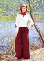 Vêtements hijab ROUGE BORDEAUX T 6001 Işıl Lıfe-Kuşaklı Pantolon Etek