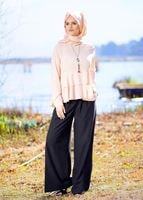 Hijab clothing NAVY BLUE T 6001 Işıl Lıfe-Kuşaklı Pantolon Etek