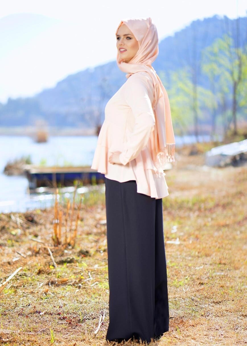 Hijab clothing NAVY BLUE T 6001 Işıl Lıfe-Kuşaklı Pantolon Etek