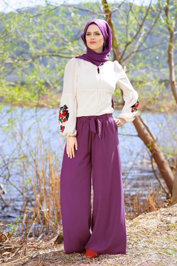 Vêtements hijab  T 6001 Işıl Lıfe-Kuşaklı Pantolon Etek - TRENDTESETTÜR