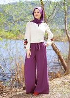 Hijab clothing PURPLE T 6001 Işıl Lıfe-Kuşaklı Pantolon Etek