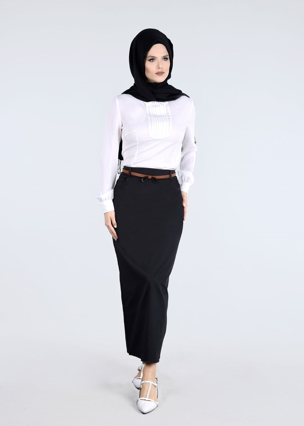 Tesettür giyim SİYAH T 6835 Sina Tesettür 6810 Etek-Alv Fashion