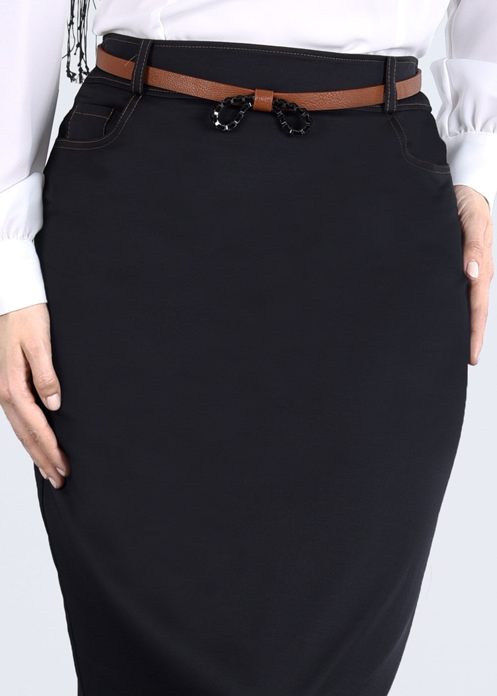 Tesettür giyim SİYAH T 6835 Sina Tesettür 6810 Etek-Alv Fashion