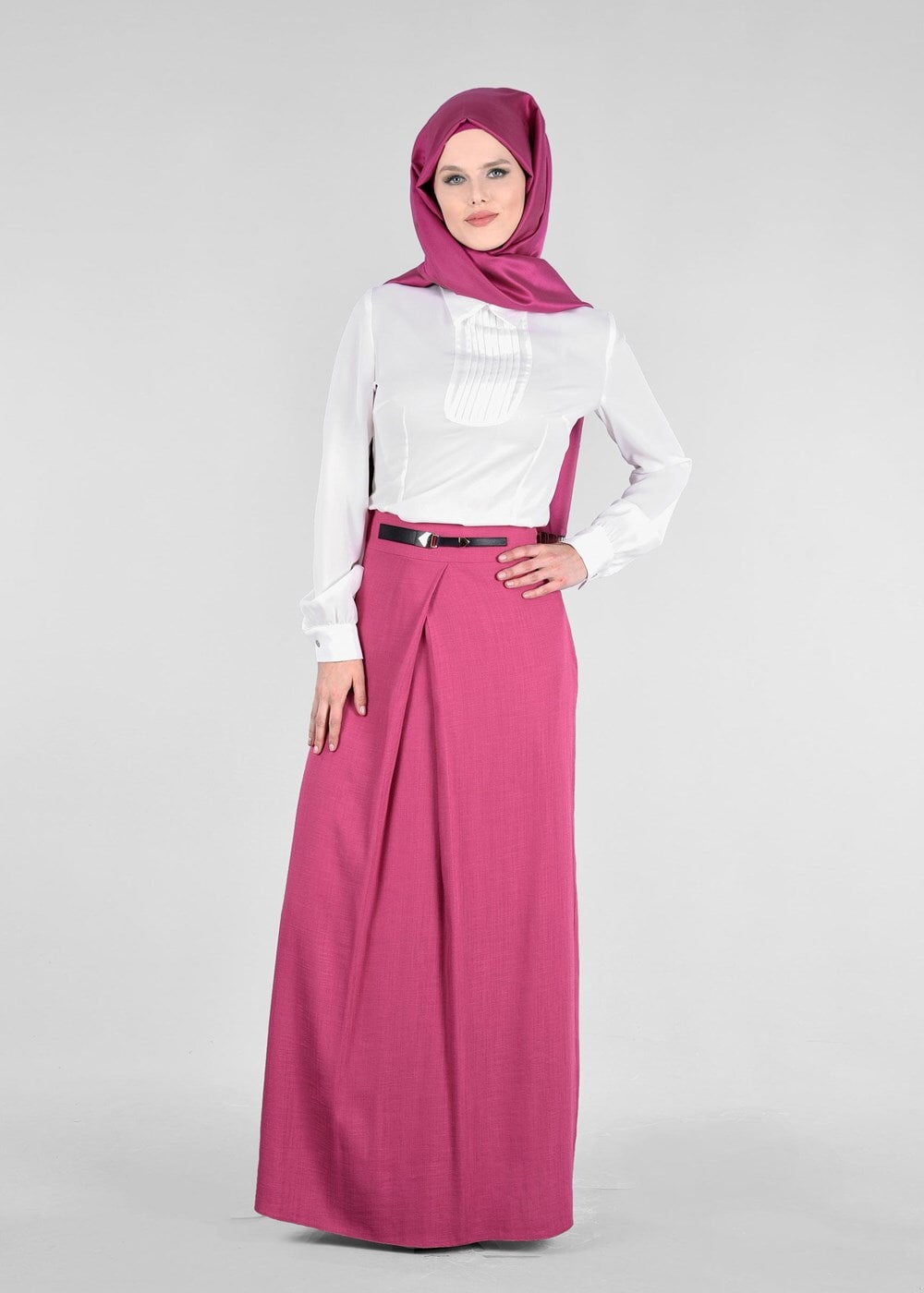 Tesettür giyim FUŞYA T 6869 Ezgim Tesettür Etek-Alv Fashion