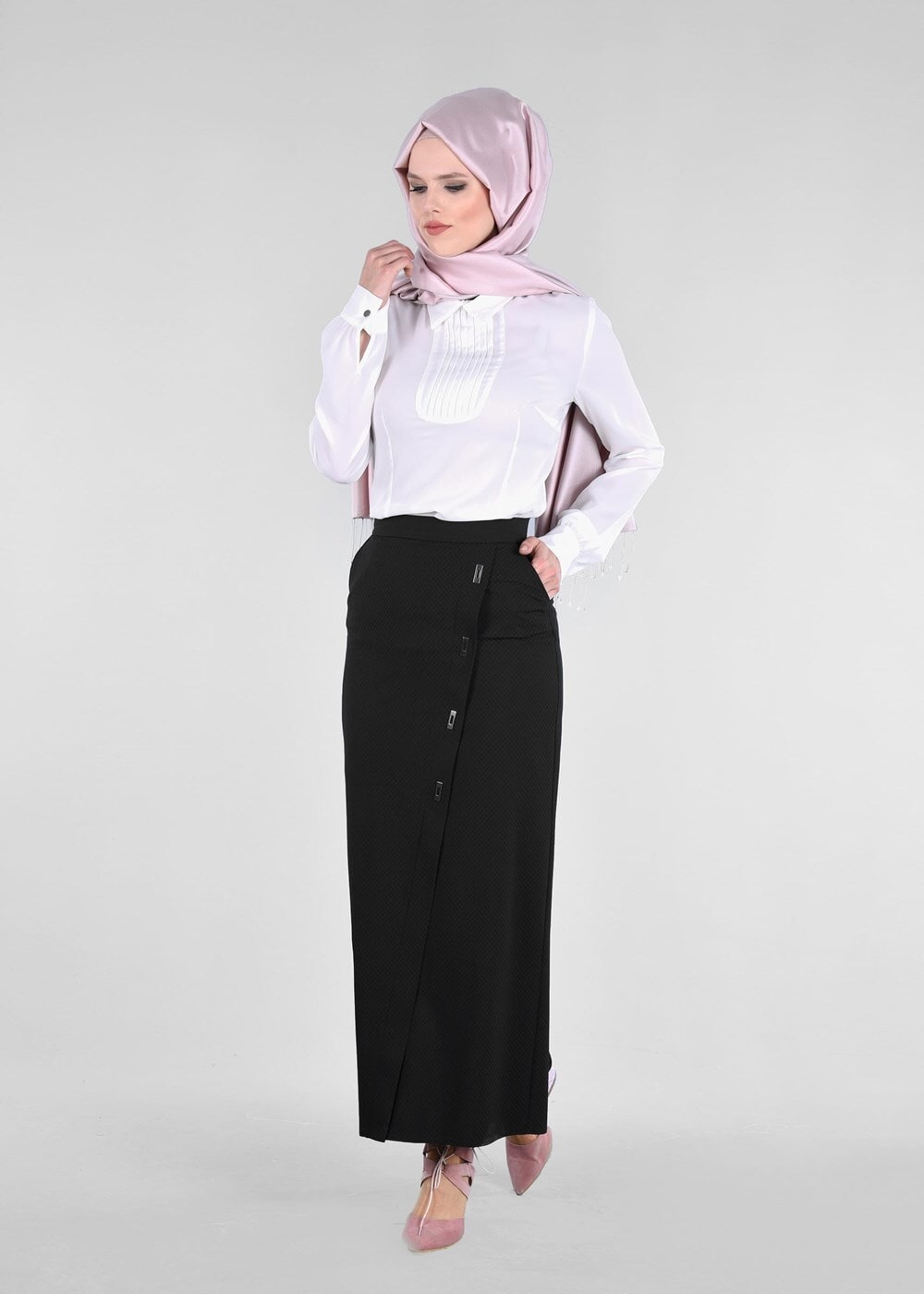 Tesettür giyim SİYAH T 6870 43658 Tesettür Etek-Alv Fashion