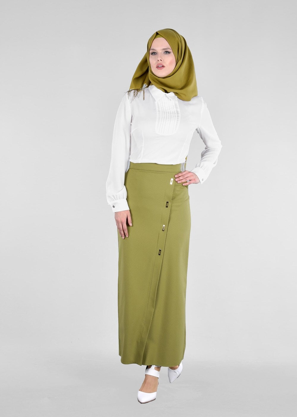 Tesettür giyim YEŞİL T 6870 43658 Tesettür Etek-Alv Fashion