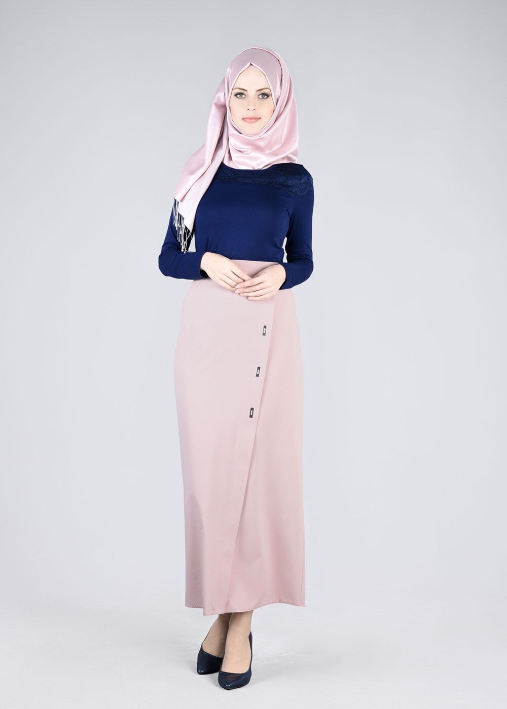 Tesettür giyim EKRU T 6870 43658 Tesettür Etek-Alv Fashion