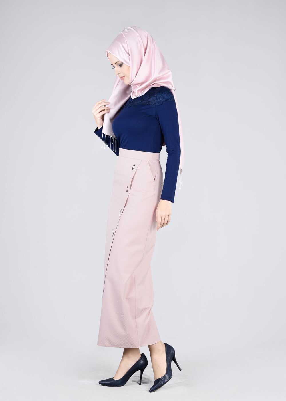 Tesettür giyim EKRU T 6870 43658 Tesettür Etek-Alv Fashion