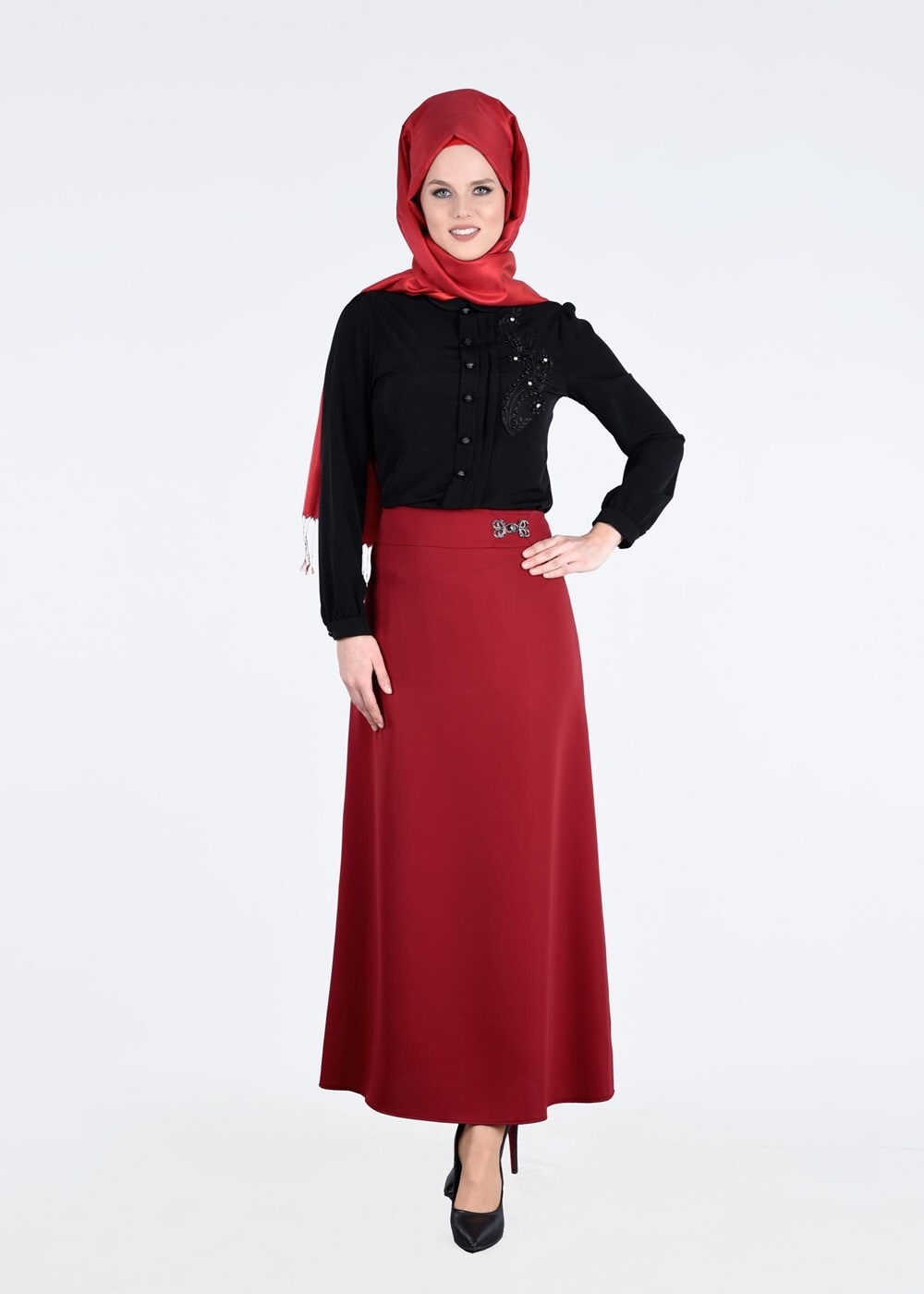 Tesettür giyim BORDO T 6878 Elite Tesettür 11620 Etek-Alv Fashion