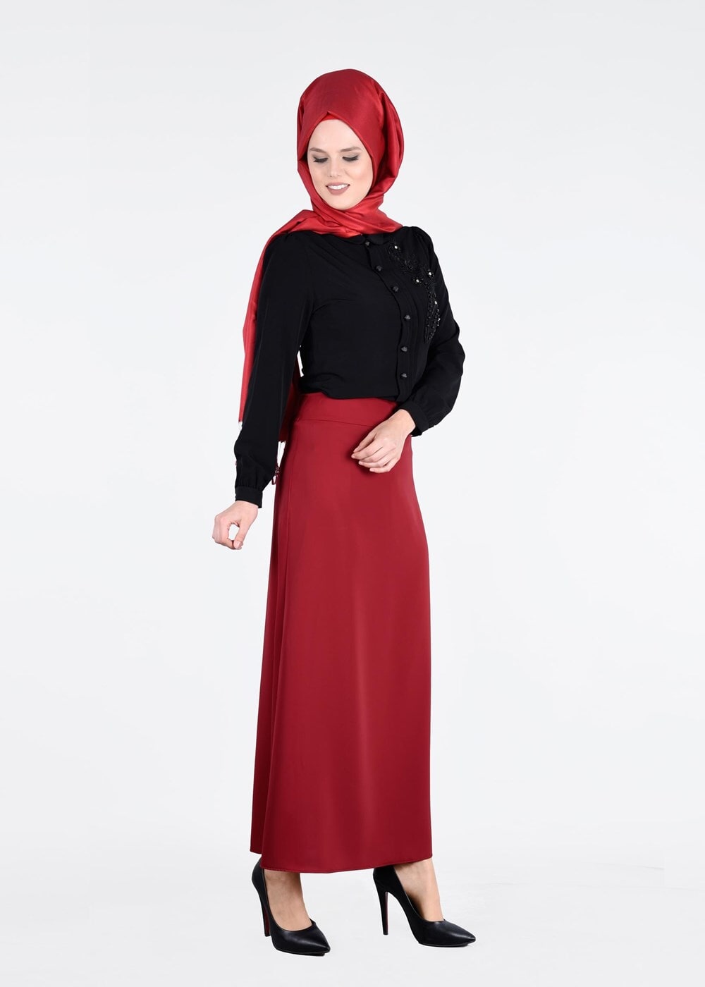 Tesettür giyim BORDO T 6878 Elite Tesettür 11620 Etek-Alv Fashion