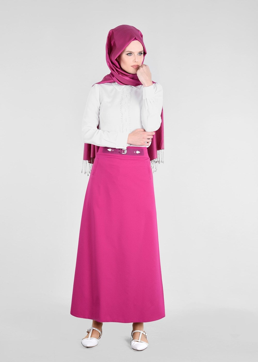 Tesettür giyim FUŞYA T 6880 Ilgın Tesettür 43658 Etek-Alv Fashion